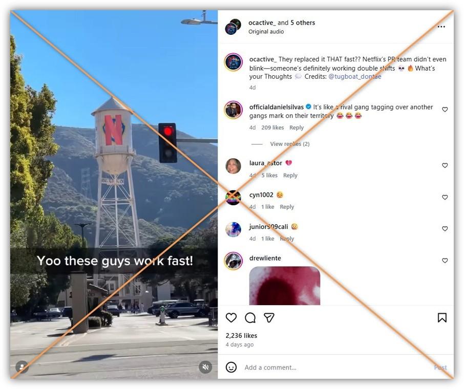 Screenshot from Instagram taken December 11, 2025