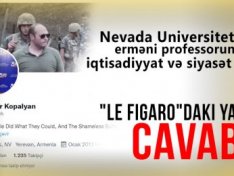 Nevada Universitetinin erməni professoruna iqtisadiyyat və siyasət dərsi